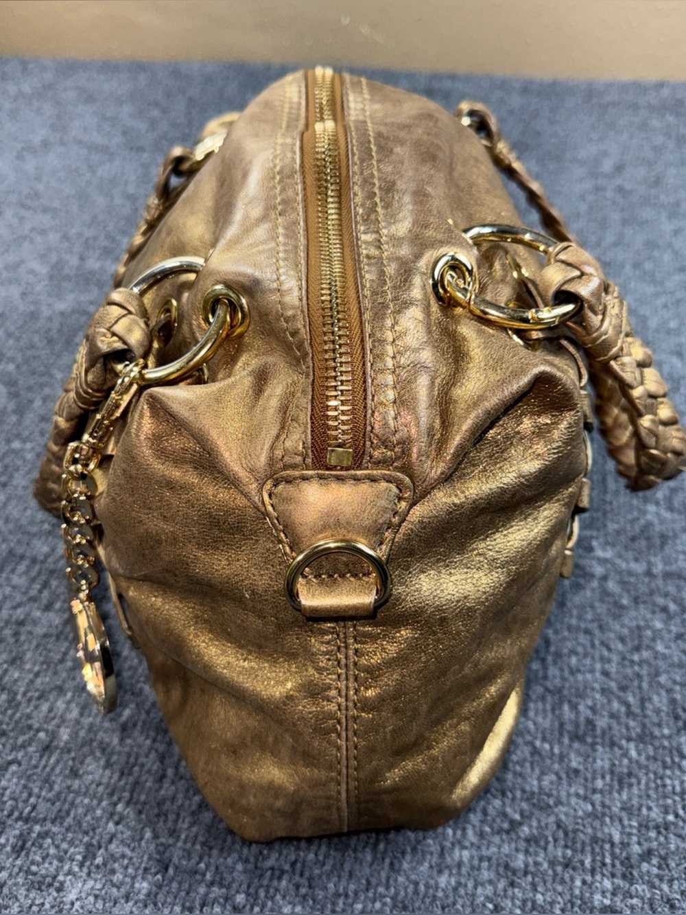 Michael Kors Kendal Bronze Braided Handle Shoulder Bag - Picture 4 of 8